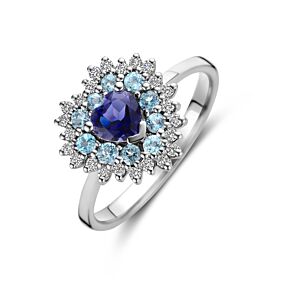 ring hart ioliet, london blue topaas en diamant 0.19ct g si