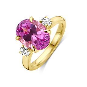 ring trilogie lab grown roze saffier en diamant 0.35ct h si