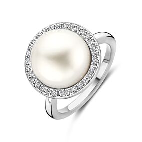 ring parel en zirkonia halo