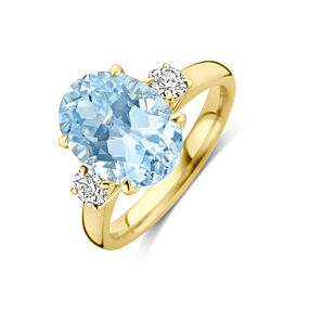 ring trilogie lab grown sky blue topaas en diamant 0.35ct h si