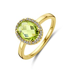 ring peridot en diamant 0.10ct h si